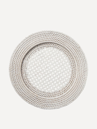 Rebecca Udall Rustic white rattan charger at Collagerie