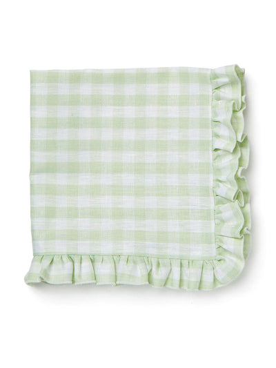 Rebecca Udall Ruffle pastel green gingham linen napkin at Collagerie