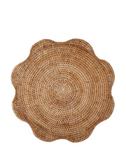 Scalloped brown rattan placemat