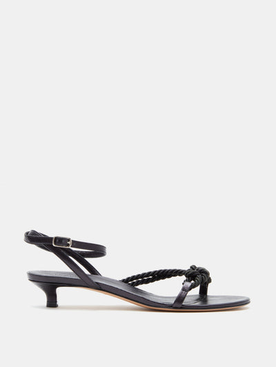 Le Monde Beryl Black leather rope kitten-heel sandals at Collagerie
