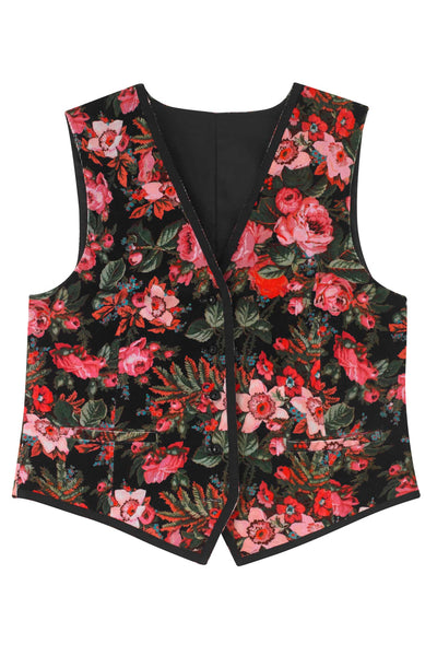 Yolke Wild roses corduroy waistcoat at Collagerie