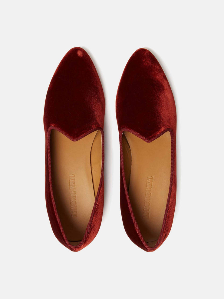 Rust velvet Venetian slipper