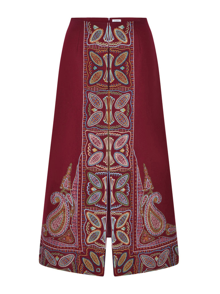 Red embroidered Kayla skirt