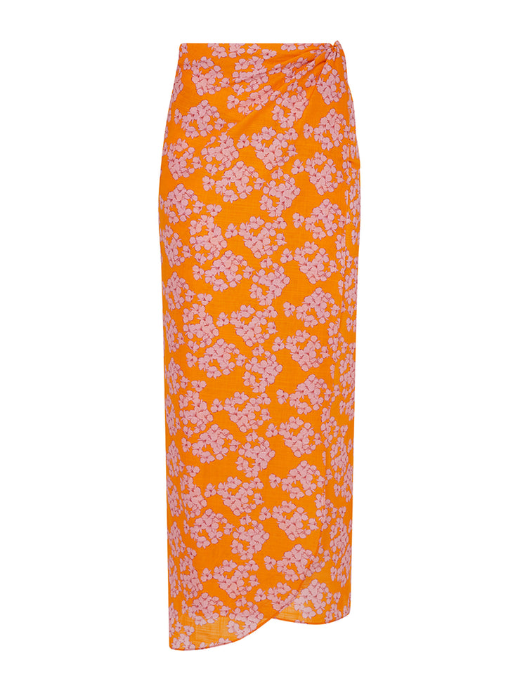 Borgo de Nor x Talia Collins orange and lilac sirona voile sarong