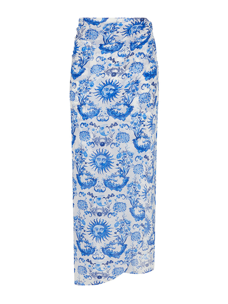Borgo de Nor x Talia Collins blue and white electra voile sarong