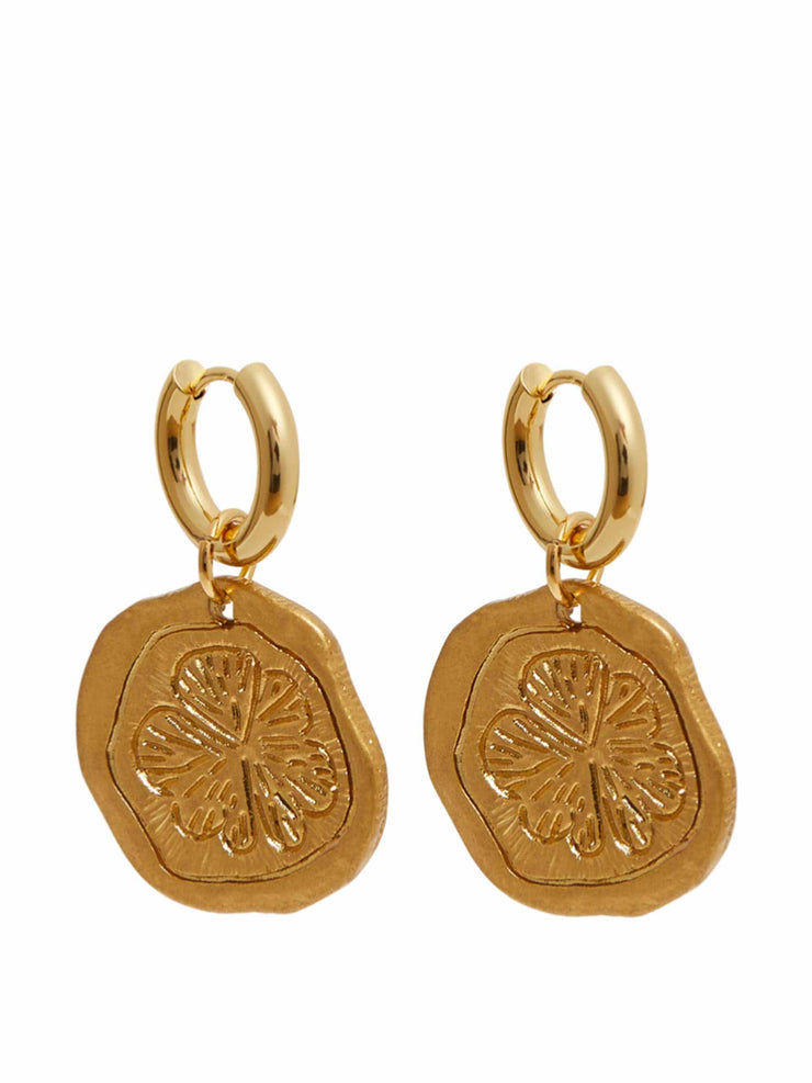 Gold lemon slice earrings