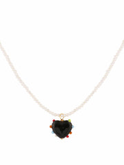 Milagros heart & pearl necklace