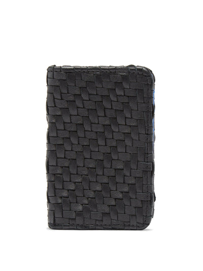 STELAR Seba black wallet with electric blue inside at Collagerie