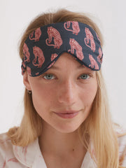 Cotton luxe eye mask in navy and pink Sansindo Tiger print Cotton Eye Mask Desmond & Dempsey    - Collagerie