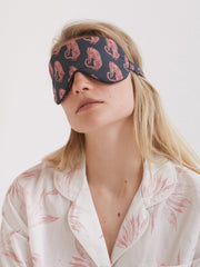 Cotton luxe eye mask in navy and pink Sansindo Tiger print Cotton Eye Mask Desmond & Dempsey    - Collagerie