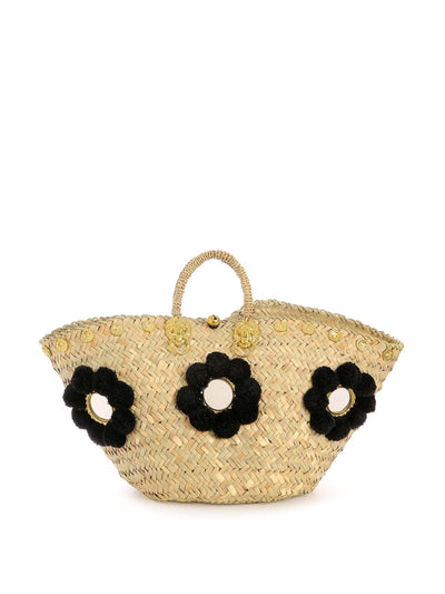 Muzungu Sisters Sicilian straw basket with black details at Collagerie