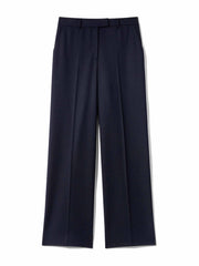 Terence navy wide-leg stretch wool blend trousers