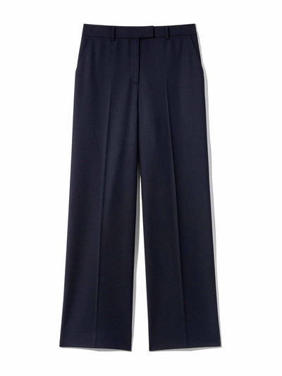 Cefinn Terence navy wide-leg stretch wool blend trousers at Collagerie