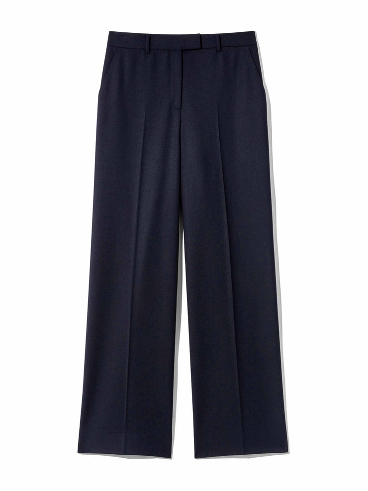 Terence navy wide-leg stretch wool blend trousers