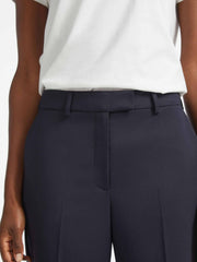 Terence navy wide-leg stretch wool blend trousers