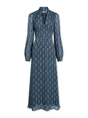 Luella blue folk floral print maxi dress