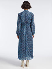 Luella blue folk floral print maxi dress