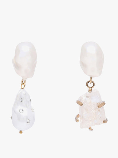 Erdem Antique gold pearl stone and stud earrings at Collagerie