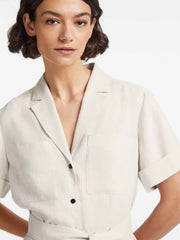 Cream Lennox utility short-sleeve v-neck shirt dress