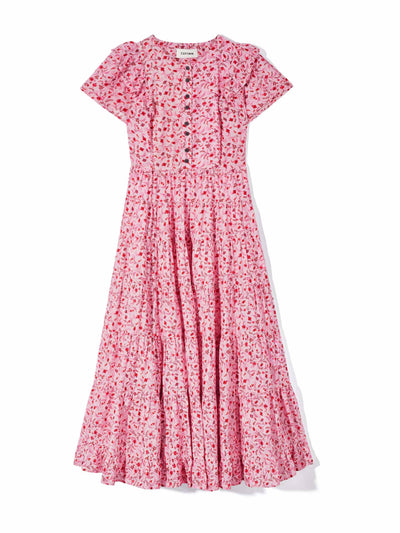 Cefinn Sawyer short-sleeve pink floral print gathered dress at Collagerie