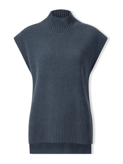 Cefinn Blue Janice funnel neck sleeveless layering jumper at Collagerie