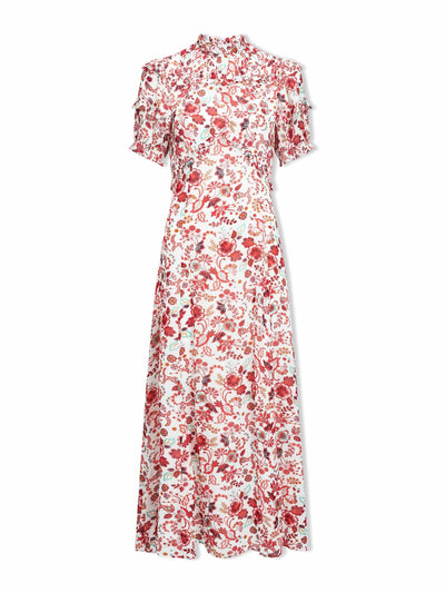 Cefinn Voletta white and red large floral print maxi dress at Collagerie