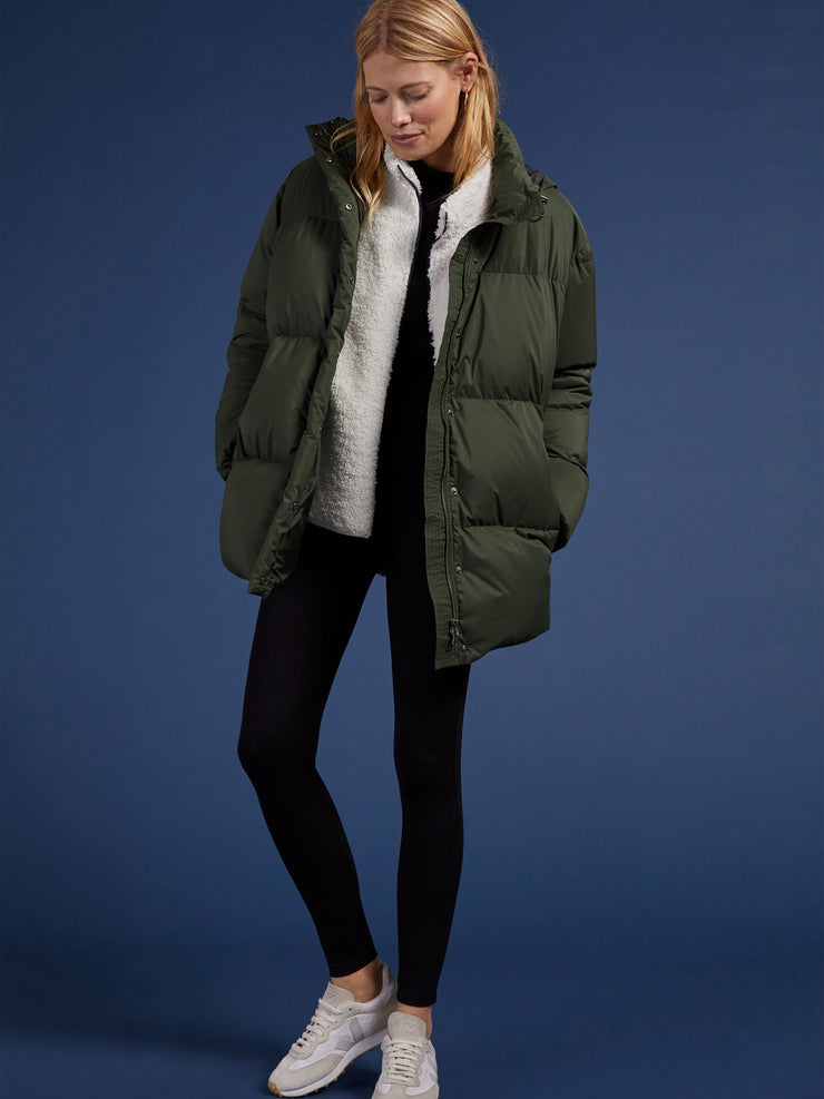 Dawn recycled down khaki puffer coat