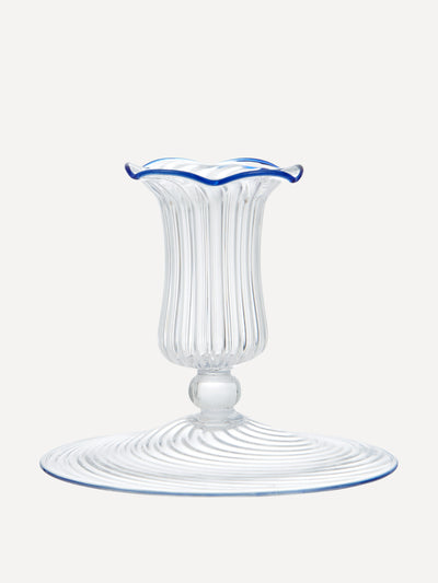 Rebecca Udall Scalloped blue murano glass candleholder at Collagerie