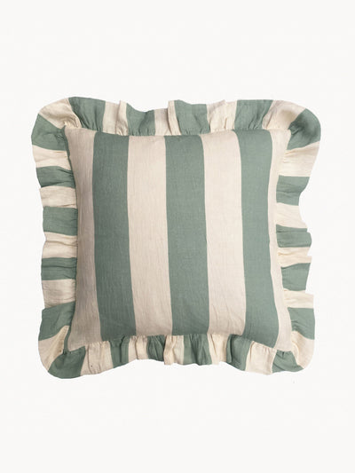 Amuse La Bouche Sea green extra wide stripe cushion cover at Collagerie