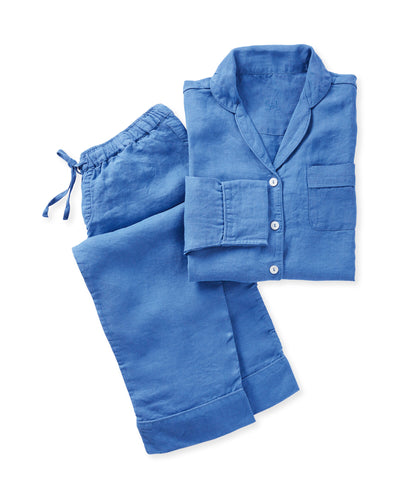 Serena and Lily Blue linen pyjama set at Collagerie