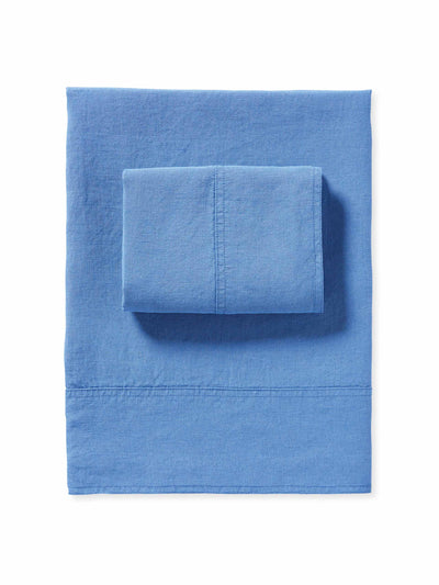 Serena and Lily Blue linen sheet set at Collagerie