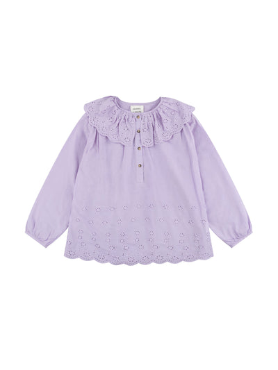 Seventy + Mochi Dylan blouse in lilac broderie anglaise at Collagerie