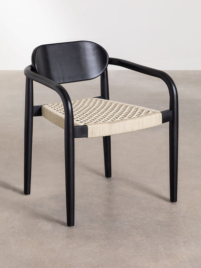 Sklum Dining chair with armrests in eucalyptus wood at Collagerie