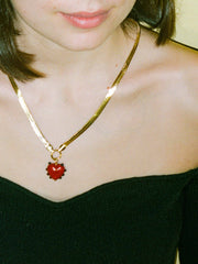 Milagros heart & snake chain necklace