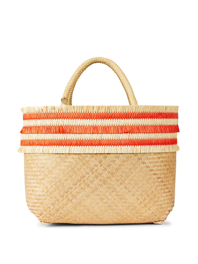 STELAR Nihi small orange bamboo tote bag at Collagerie