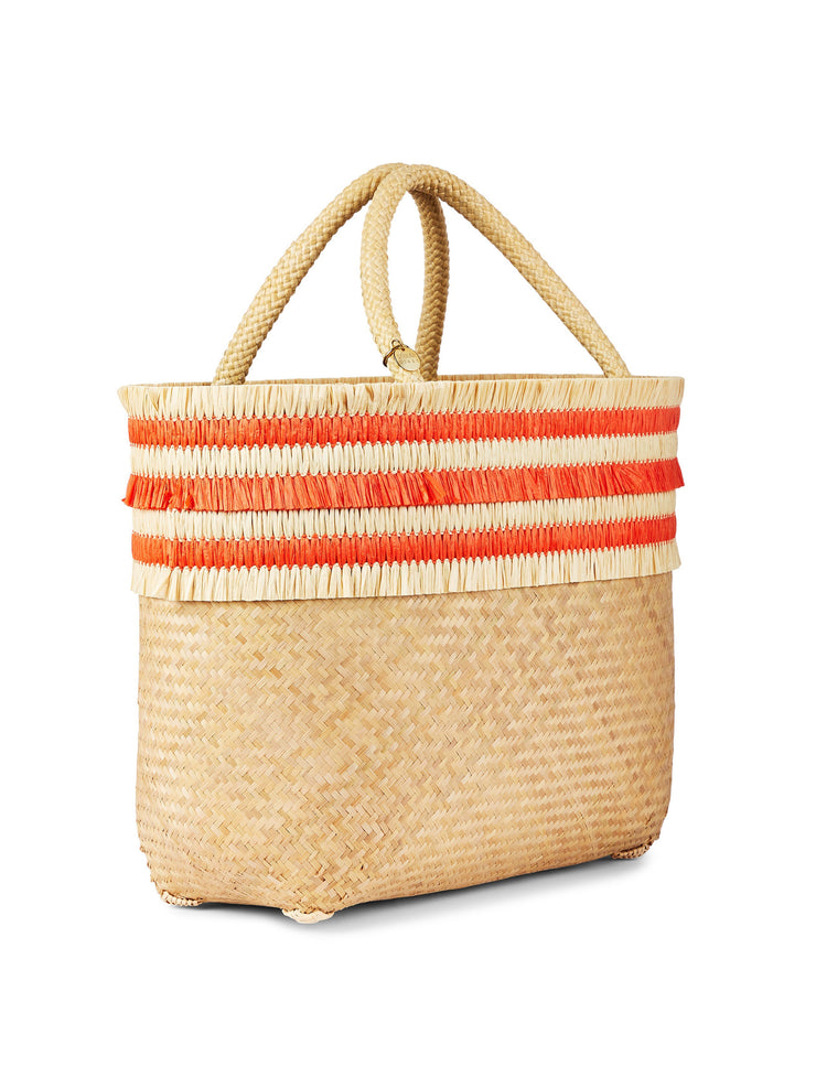 Nihi small orange bamboo tote bag