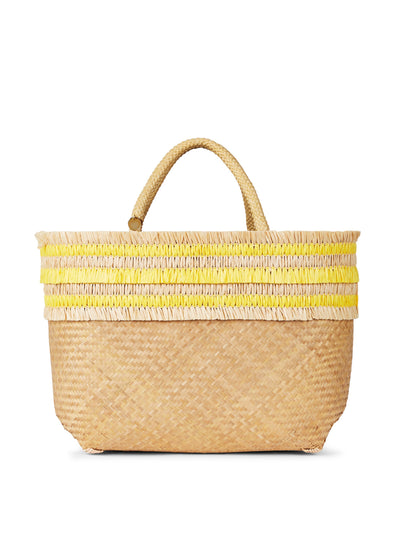 STELAR Nihi small yellow bamboo tote bag at Collagerie