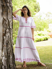 St Tropez white and pink dress