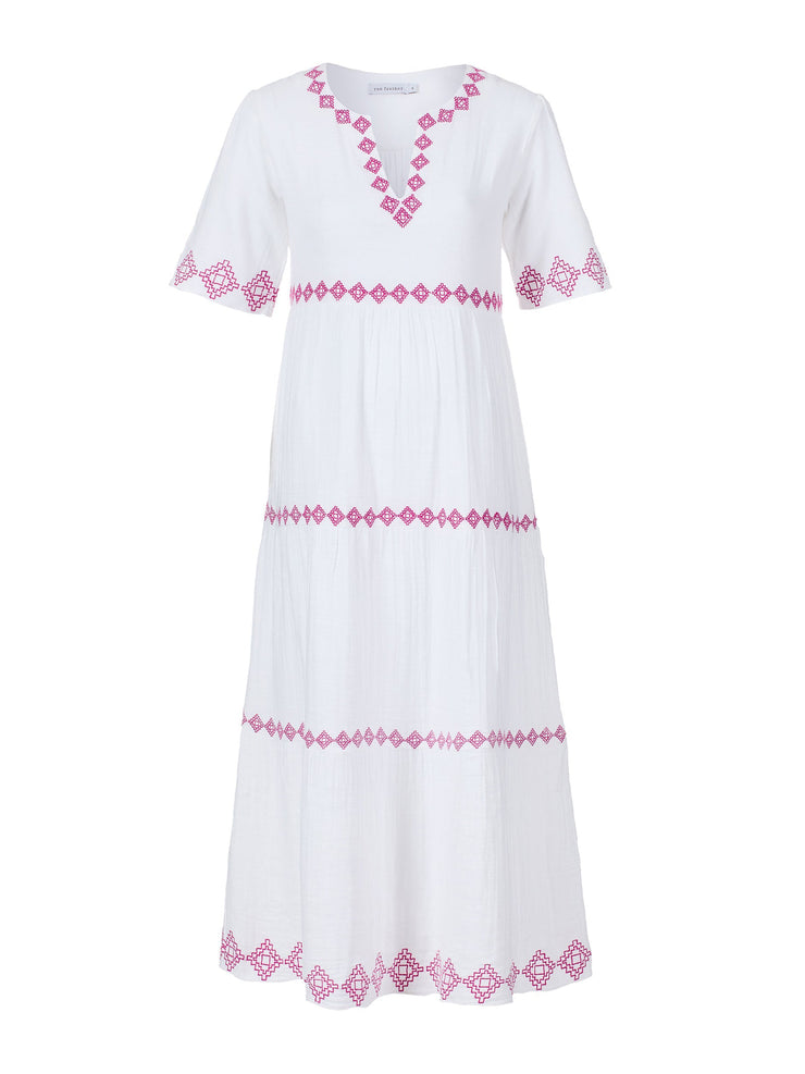St Tropez white and pink dress