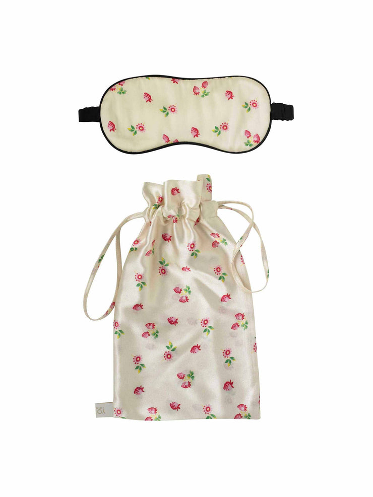 Silk floral eye mask and pouch