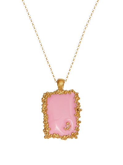 Alighieri ‘Sun-Faded Fresco Vignette’ pink and gold necklace at Collagerie