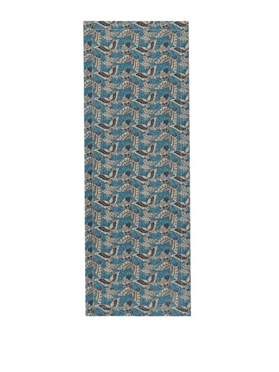 Morpho + Luna Blue printed linen table runner at Collagerie