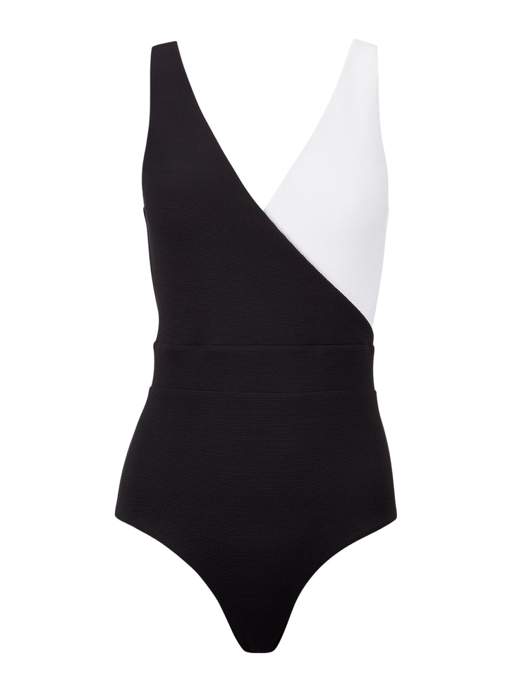 Asymmetric black and white Ashley swimsuit