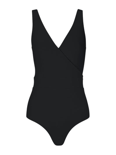 COSSIE+CO Black Ashley wrap-over swimsuit at Collagerie