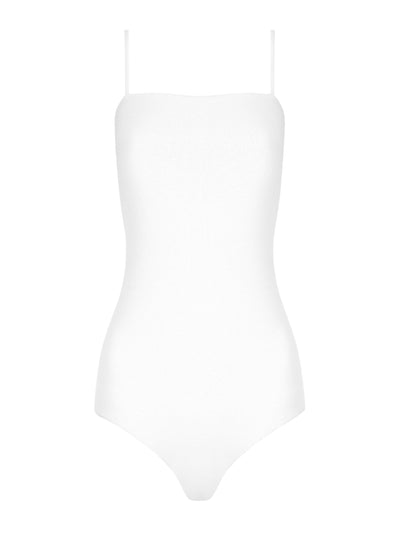 COSSIE+CO White Edie straight neckline swimsuit at Collagerie