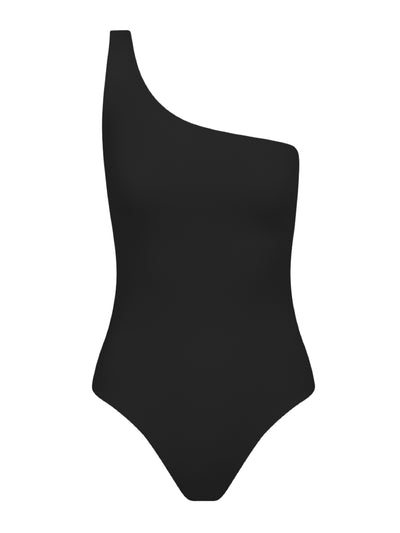 COSSIE+CO Black one-shoulder Emily swimsuit at Collagerie