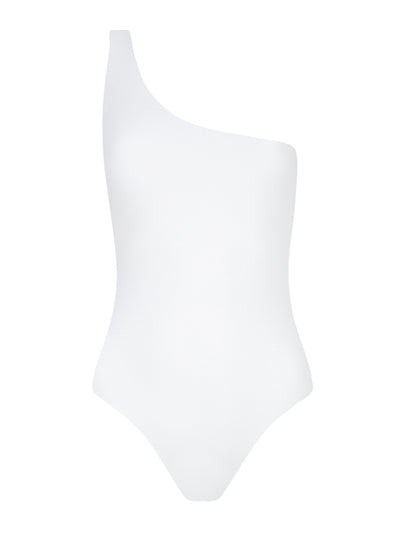 COSSIE+CO White Emily one-shoulder swimsuit at Collagerie