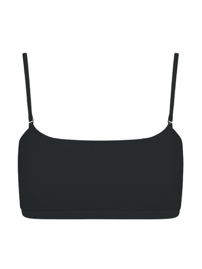 COSSIE+CO Black Sienna straight necked bikini top at Collagerie