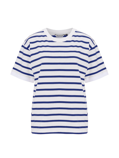 Baukjen Organic cotton blue and white boxy t-shirt at Collagerie