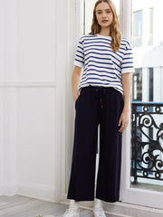 Organic cotton blue and white boxy t-shirt